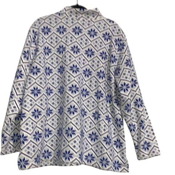 Laura Scott Womens Snowflake Pattern Quarter-Zip Fleece Pullover Sweater Blue & - Picture 7 of 9